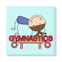 GYMNASTICS - Brunette Girl Balance Beam t-shirts Fridge Magnets