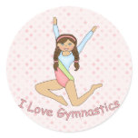 Gymnastics Brunette Round Sticker