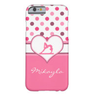 Gymnastics Cherry Polka-Dots with Monogram Barely There iPhone 6 Case