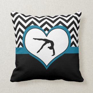 Gymnastics Chevron Heart Personalized Throw Pillow