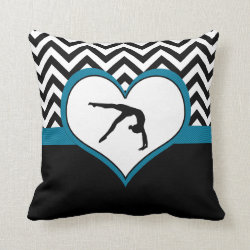 Gymnastics Chevron Heart with Monogram in Black Throw Pillow