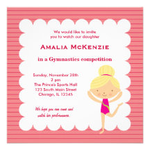 Gymnastics Competition Personalized Invites