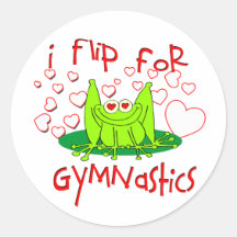 Gymnastics frog round stickers