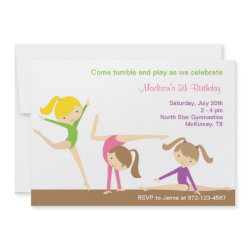 Gymnastics Girls Birthday Party Invitation invitation