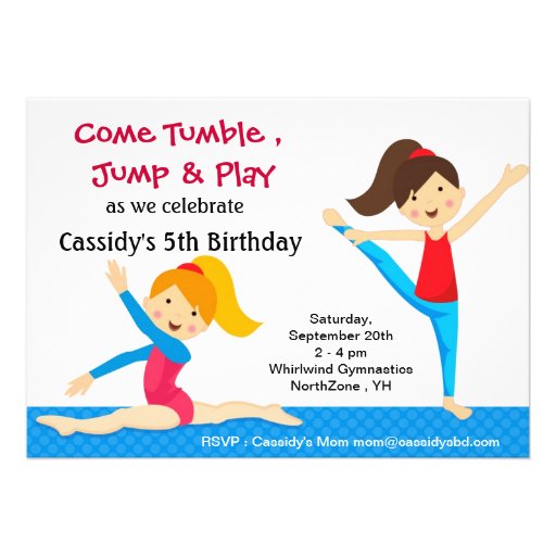 Gymnastics Girls Birthday Party Invitation