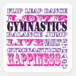 Gymnastics Live, Love, Happiness Apparel for Girls Square Stickers
