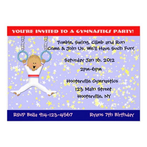 Gymnastics Party Announcement