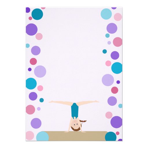 Gymnastics Party Flat Thank You in Aqua and Pinks Custom Announcement