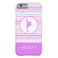 Gymnastics Pastel Horizontal Stripes w/ Monogram Barely There iPhone 6 Case