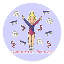 Gymnastics Princess Round Stickers