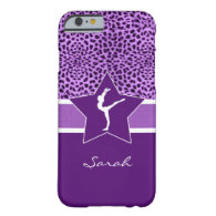 Gymnastics Purple Cheetah Print with Monogram Barely There iPhone 6 Case