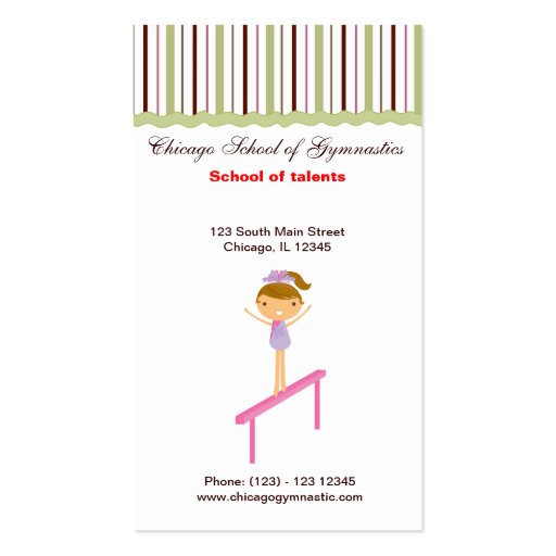 Gymnastics School Business Card (front side)