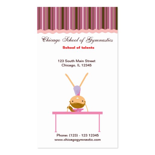 Gymnastics School Business Card Templates (front side)