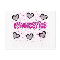 Gymnastics splatter hearts post card