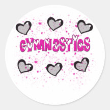 Gymnastics splatter hearts round stickers