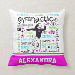 Gymnastics Typography with Monogram Throw Pillow