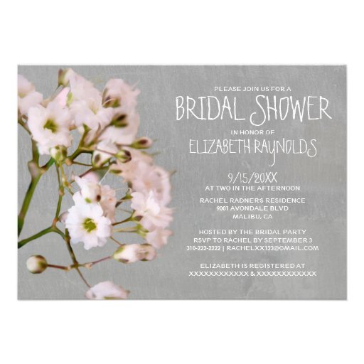 Gypsophilia Bridal Shower Invitations