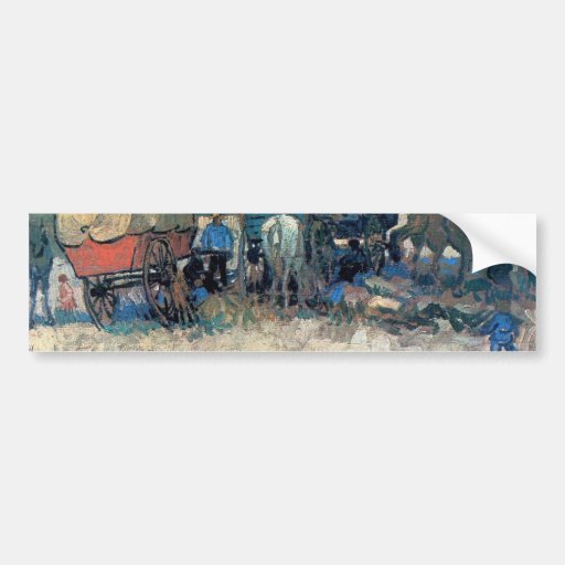 Gypsy camp with horse carriage - Vincent van Gogh Bumper Stickers