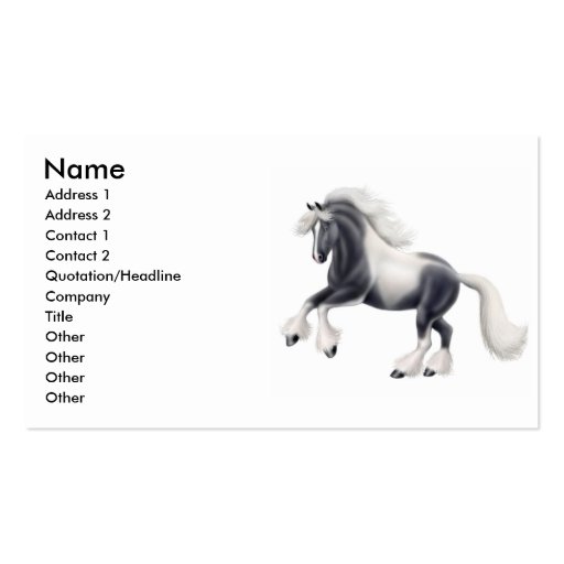Gypsy Cob Horse Business Card (front side)