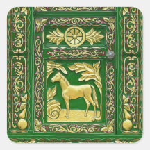 Gypsy door detail square stickers