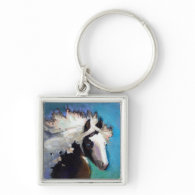 Gypsy Horse running passion colorful painting art Keychain
