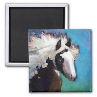Gypsy Horse running passion colorful painting art Fridge Magnets