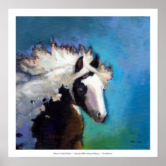 Gypsy Horse running passion colorful painting art Poster