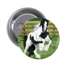 Gypsy Vanner at play Horse Art Pins