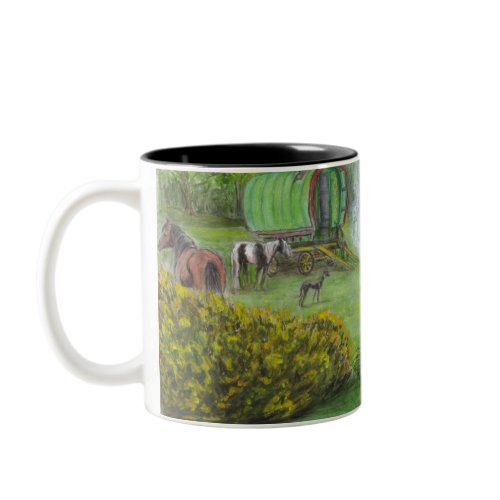 Gypsy wagons and horses mug