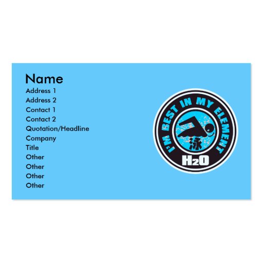 H2O_SWIMMER BUSINESS CARD TEMPLATE (front side)