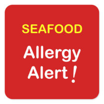h4 - Allergy Alert - SEAFOOD. Square Stickers