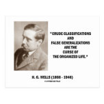 H.G. Wells Crude Classifications False Curse Life Post Cards