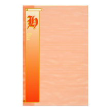H Initial "Peach Sunrise" Fine Lined Stationery