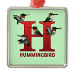 H is for Hummingbird Premium Square Ornament
