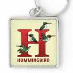 H is for Hummingbird Premium Square Keychain