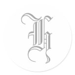 H Letter Monogram Sticker Grey Old English
