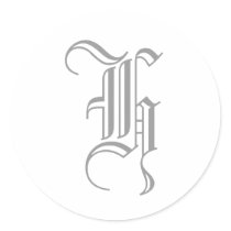 H Letter Monogram Sticker Grey Old English by monogramgallery H Letter Monogram Sticker Grey Old English