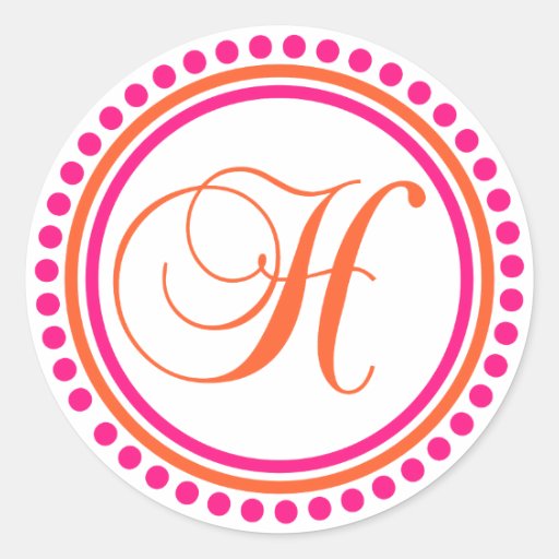 H Monogram (Pink / Orange Dot Circle) Stickers