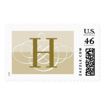 H Two Toned Classic Wedding Monogram Postage