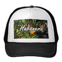 Habanero text against plant photograph mesh hat