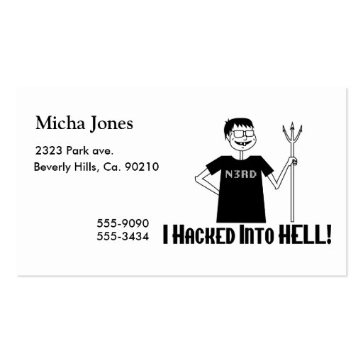 Hacked Into Hell Nerd Business Card Templates (front side)