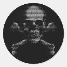 Hacker Skull and Crossbones Round Stickers