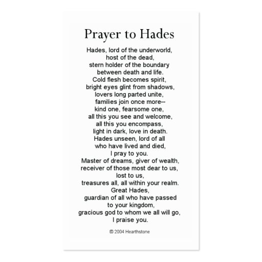Hades Prayer Card Business Card