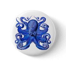Haeckel Octopus Blue Button