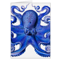 Haeckel Octopus Blue Greeting Card
