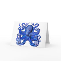 Haeckel Octopus Blue Greeting Card