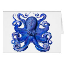Haeckel Octopus Blue Greeting Card