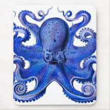 Haeckel Octopus Blue Mouse Pads