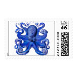 Haeckel Octopus Blue Stamps
