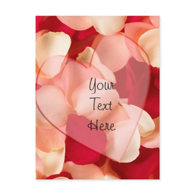 haert and rose petals plain post card by partypassion